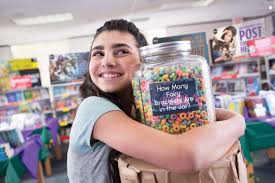 Let Students Guess How Many Colorful Cereal Pieces Are Packed Into An Oversized Jar Reward The Win Scholastic Book Fair School Book Fair Enchanted Forest Book