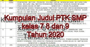 50 Judul Ptk Guru Smp Kelas 7 8 9 Tahun 2020 Penelitian Tindakan Kelas Info Pendidikan Terbaru