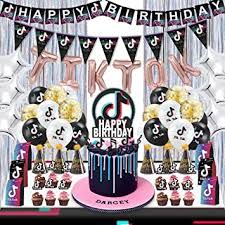 Tik tok sweatshirt girls boys clothes set printed pullover. Tik Tok Birthday Party Supplies Tik Tok Backdrop For Party And Tik Tok Decorations For Birthday Girls Include Pennant Banner Balloons Cake Toppers Candy Bags Party Hats Foil Curtains 75 Pcs Amazon Co Uk Toys