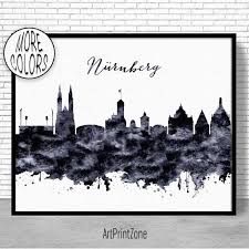 Nurnberg Print Nurnberg Skyline Nuremberg Germany Nurnberg Etsy City Wall Art Skyline Art Watercolor City