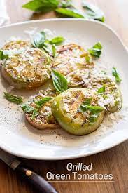 Grilled Green Tomatoes Recipe Bbq Green Tomatoes White On Rice Recipe Green Tomato Recipes Tomato Recipes Grilled Green Tomatoes