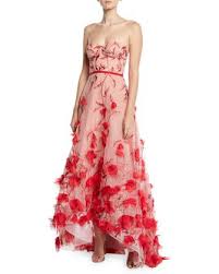 Marchesa Notte Strapless 3d Floral Embroidered High Low Gown With Images High Low Gown Designer Cocktail Dress Gowns
