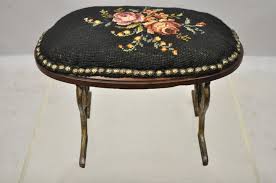 Vintage cast iron floral pattern footstool. Antique Victorian Cast Iron Small Petite Oval Needlepoint Footstool Ottoman For Sale At 1stdibs