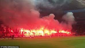 Yet the european game's governing body is seeing fit to punish arsenal because the galatasaray supporters are basically twats. Galatasaray Supporters Unleash Flares At Training Session Daily Mail Online