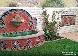 Pool Fountain And Fireplace Mexican Talavera Tile Design Ideas Cobalto Tiles Wholesale And Retail Til Outdoor Decor Backyard Mexican Fountain Wall Fountain