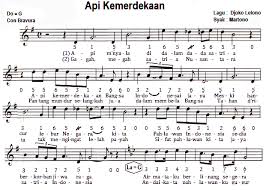 Partitur Lagu Nasional Api Kemerdekaan Notasi Angka Dan Notasi Balok Senibudayasia