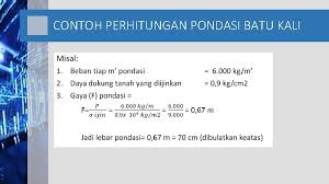 Maka total bata yang dibutuhkan adalah 33,06 m2 x 70bh = 2314,2 dibulatkan menjadi 2315. Menggambar Pondasi Batu Kali Pada Bangunan 1 Lantai