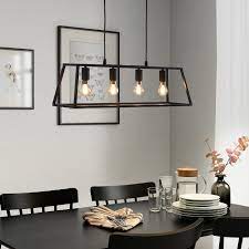 The lampshade spreads a dim, decorative light that gives the room a cosy atmosphere. Felsisk Pendant Lamp With 4 Lamps Black Ikea