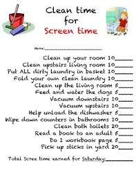 chore chart for screen time by jennifer101905 teachers pay