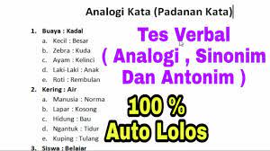 Maybe you would like to learn more about one of these? Tes Kemampuan Verbal Analogi Sinonim Antonim Youtube