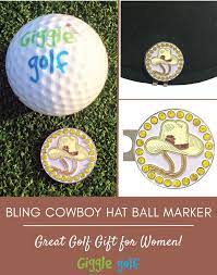Cowboy Hat Bling Golf Ball Marker With Hat Clip Great Golf Gift For Women Giggle Golf Fun Golf Accessories For Women Ball Markers Golf Gifts Bling Golf