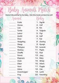 Floral Baby Shower Game Baby Animals Match Players Try To Match The Baby Animals To Their Mama In This Baby Shower Fun Spring Baby Shower Baby Shower Games
