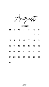Black And White Calendar 2020 August August 2020 Wallpaper In 2020 August Calendar August Wallpaper Bullet Journal August
