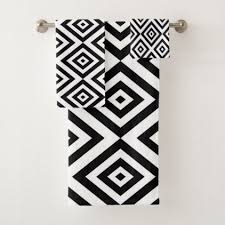 Black And White Bathroom Towel Set Abstract Geometric Pattern Black And White Bath Towel Set Pattern Sample Design Template Diy Cyo Customize Abstract Geometric Pattern Towel Set Home Gifts