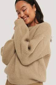 Patterns and graphics are created in the same. Crew Neck Sweater Beige Na Kd Com