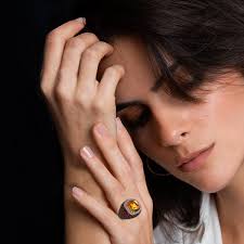 Diamonds, garnets, citrine and gold ring