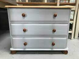 Pine chest of drawers upcycle. 3 Drawer Upcycled Chest Of Drawers Painted Grey Bedroom Furniture Pine Ebay
