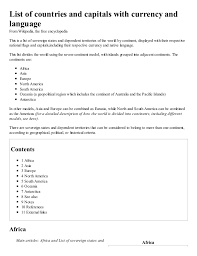 You can also sort the list by column to make your own list of european nations. List Of Countries And Capitals With Currency And Language Wikipedia