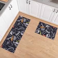 Foam rubber backing to prevent skidding and movement. Carvapet 2 Pcs Non Slip Kitchen Mats And Rugs Washable Rubber Backing Doormat Runner Microfiber Rug Set Amazon Co Uk Home Kitchen