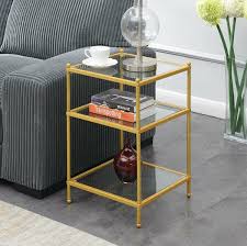 Cathleen Glass Top End Table With Storage