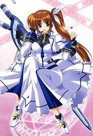 takamachi nanoha, raising heart, and strike cannon (lyrical nanoha and 2  more) drawn by higa_yukari | Danbooru