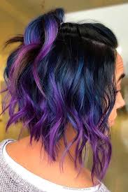 Pixie haircut goes with every face shape. Wavy Bob With Purple Highlights Wavyhair Hairhighlights All The Inverted Bob Hairstyles Stacked Chop Hair Color Crazy Bright Hair Inverted Bob Hairstyles