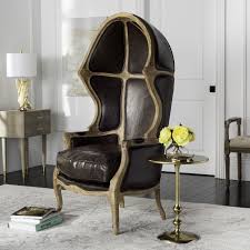 Safavieh Couture High Line Collection Sabine Brown Leather Victorian Balloon Chair Walmart Com Walmart Com