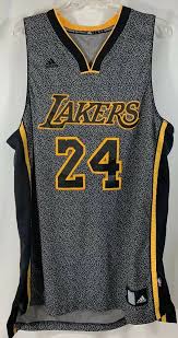 The logos and uniforms of the los angeles lakers have gone through many changes throughout the history of the team. Kobe Bryant Adidas Stitched Nba Jersey La Lakers No 24 Rare Black Gold Gray L Adidas Losan Adidas Nba Jersey Louisville Cardinals Basketball Jersey Design