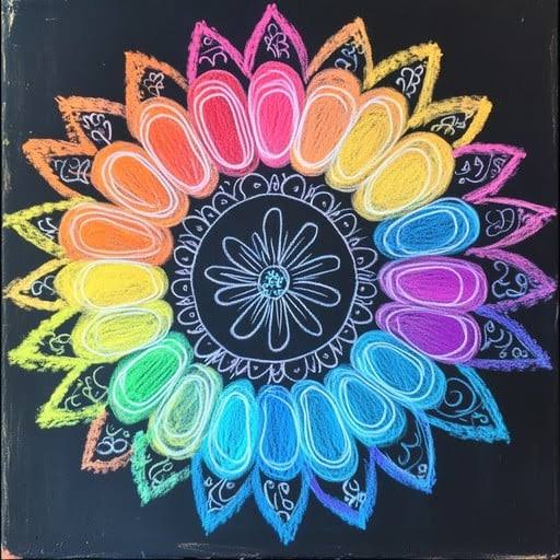 Download Colorful chalk mandala Image - Colorful, Mandala, Chalk | StockCake