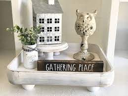 Wooden Tray Farmhouse Decor Square Tray Rustic Decor Riser Pedestal Centerpiece Coffee Cup Display Craf Farmhouse Decor Tray Decor Christmas Tray Decor