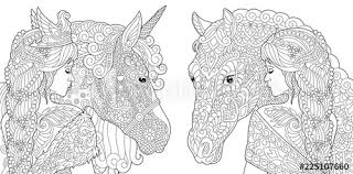 Fantasy Coloring Pages With Pretty Girls Horse Magic Unicorn Stock Vector Adobe Stock Coloring sheet printable is taken from : fantasy coloring pages with pretty