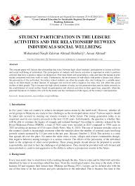Pdf Student Participation In The Leisure Activities And The Relationship Between Individuals Social Wellbeing