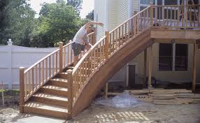 With wood railings, posts are notched to bolt against the sides of the. How To Build Curved Deck Stairs Fine Homebuilding
