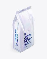 Matte Coffee Bag Mockup Half Side View In Bag Sack Mockups On Yellow Images Object Mockups