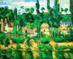 Das bild von paul cezanne „stillleben mit früchtekorb zeigt einen tisch mit früchten, im hintergrund ist ein zimmer zu erkennen. Chateau At Medan Paul Cezanne Preiswertes Gerahmtes Bild Photowall