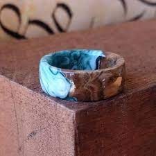Wooden Ring Resin Ring Oceanic Blue Beachy Wooden Rings For Women Wooden Weddin Wooden Wedding Ring Wooden Rings Engagement Wooden Wedding Rings Sets