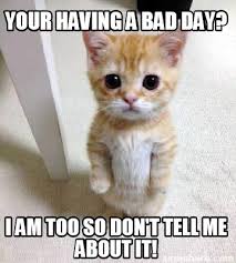 Meme Creator Funny Your Having A Bad Day I Am Too So Don T Tell Me About It Meme Generator At Memecreator Org