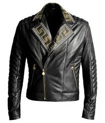 Versace Men S Leather Studded Jacket New Hip Hop Beats Uploaded Every Single Day Http Www Kiddyno Studded Leather Jacket Leather Jacket Men Studded Jacket