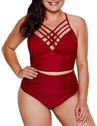 New Dearlove Women S Plus Size Strappy High Waist Bikini Swimsuit M Xxxl Online Find The Perfect Tuto Women S Plus Size Swimwear Push Up Bikini Tops Plus Size