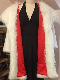Black And White Fur Coat Cruella Deville Cruella De Vil Disney Replica Costume White Faux Fur Coat Sheer Dress White Faux Fur