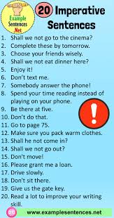 20 Example Of Imperative Sentence Definition And Examples Example Sentences Imperative Sentences Sentences English Grammar Notes