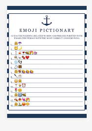 It has a taupe header and it is decorated with hearts and rose. Anchor Bridal Shower Emoji Pictionary Game Printable Free Printable Baby Shower Emoji Pictionary Answer Hd Png Download Kindpng