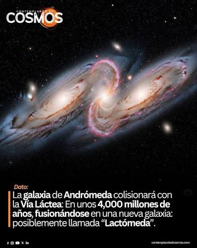 En unos 4,000 millones de años, la galaxia de Andrómeda y la Vía Láctea se  encontrarán en un proceso de colisión cósmica. Ambas están unidas por la  gravedad y se acercan a