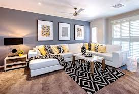A Look At Cathy Elsmore S Black Yellow And White Living Room Tlc Interiors Yellow Living Room Black And White Living Room Luxe Living Room