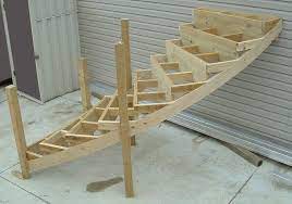 Curved Wood Laminated Stair Stringers Railings Outdoor Stair Design Architecture Wood Staircase