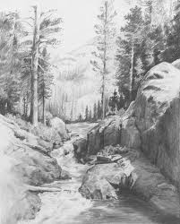 What Should I Draw Nature Landscape Running River Trees And Rocks Around It Mountain Backgoru Landscape Pencil Drawings Landscape Sketch Landscape Drawings