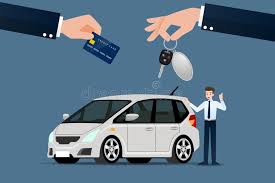 With the right insurance card maker, your chance of recovering a vehicle from an impound without insurance increases. The Car Dealer S Make An Exchange Sale Rent Between A Car And The Customer S Credit Card Stock Vector Illustration Of Flat Design 143060321