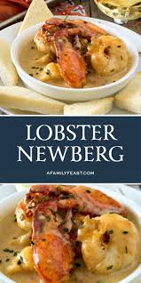 Lobster Newberg Has Chunks Of Tender Lobster Meat In A Rich And Decadent Cognac Cream Sauce Served With Toast Poi Seafood Dinner Lobster Dishes Seafood Dishes