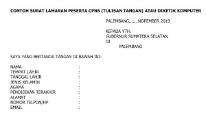 May 10, 2019 · contoh surat resign guru dari sekolah. Contoh Surat Lamaran Peserta Cpns Sumsel 2019 Tersedia Link Download Pdf Tribun Sumsel
