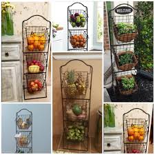 Brushed Copper Market Basket Laundry Kitchen Food Storage Rack Floor Stand 3tier Gourmetbasicsby Kitchen Baskets Kitchen Food Storage Gourmet Basics By Mikasa